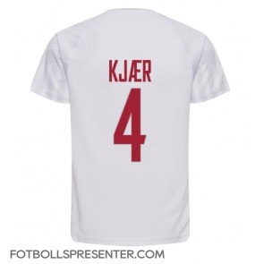 Danmark Simon Kjaer #4 Borta Matchtröja VM 2022 Kortärmad